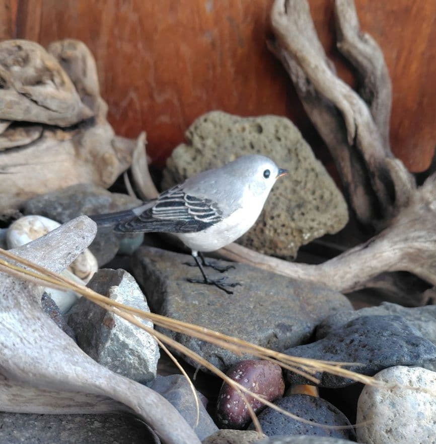 小さなバードカービング コサメビタキ 野鳥 木彫り