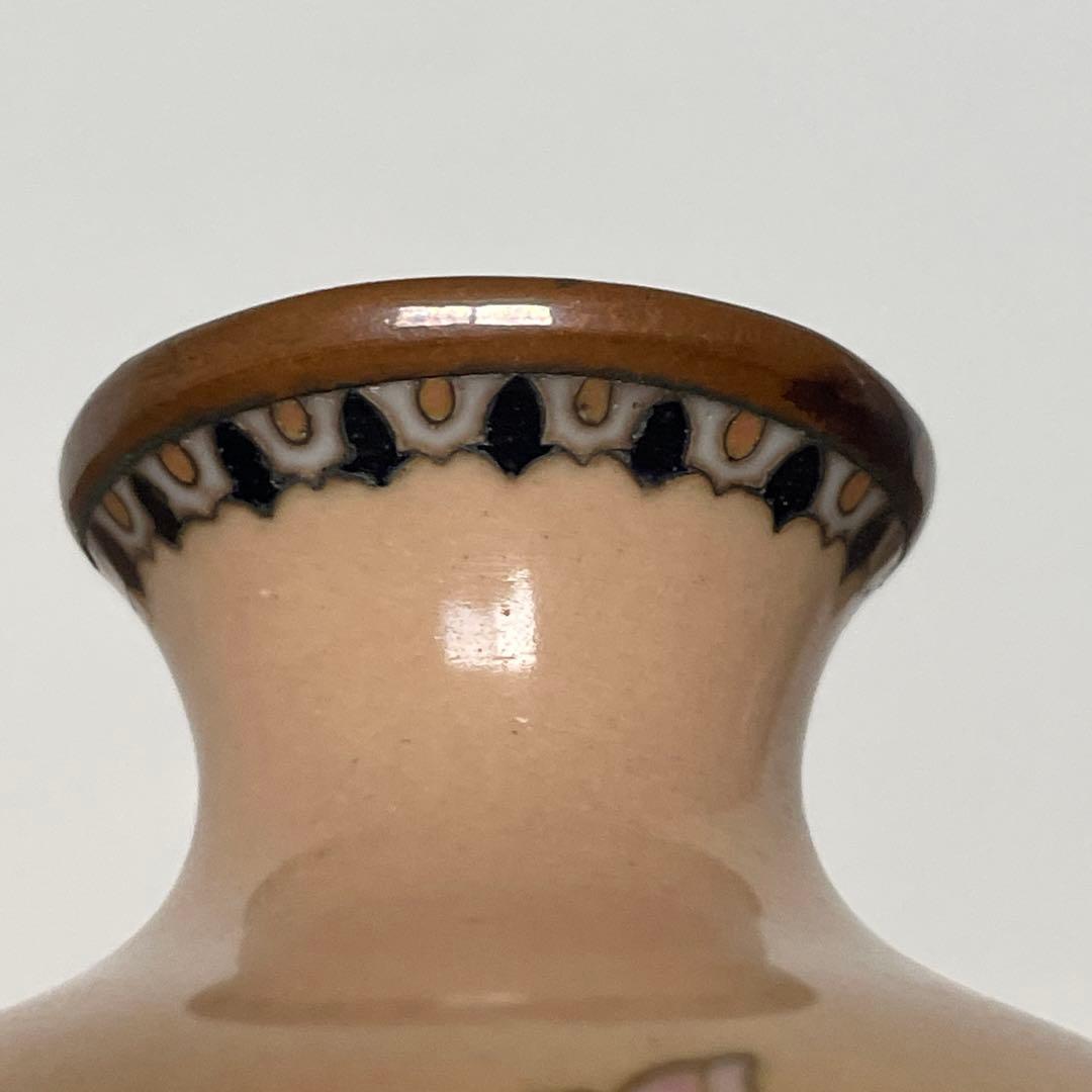 明治期　尾張　七宝　花文　銀線　植線　花瓶　小花瓶　小瓶　七宝焼　壷　花入