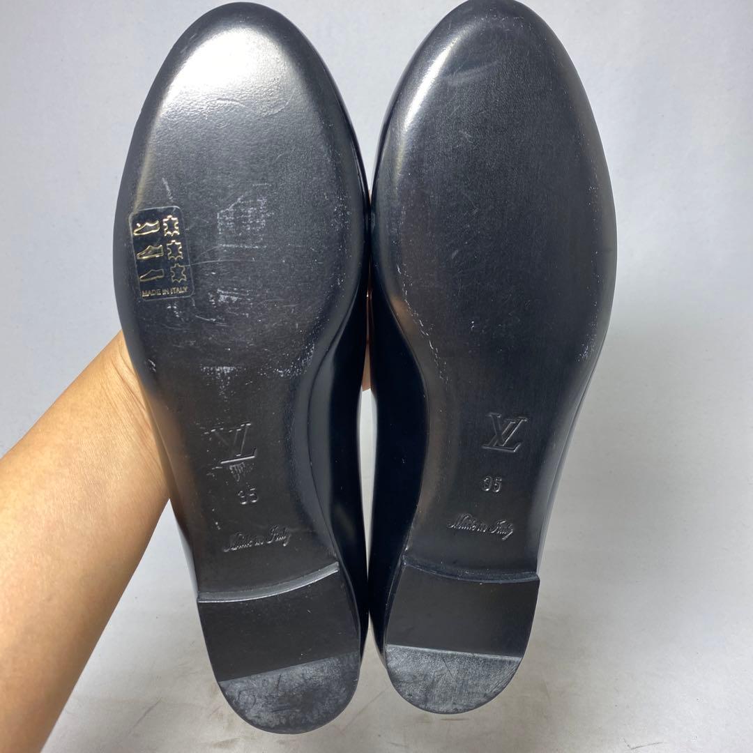 試着程度ルイヴィトン　サイズ表記「35」22.5 ブラックレザー　バレエシューズ