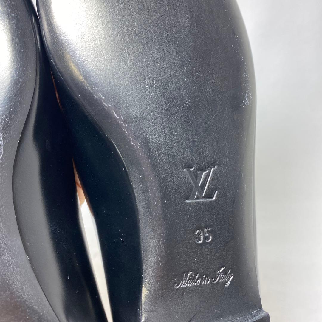 試着程度ルイヴィトン　サイズ表記「35」22.5 ブラックレザー　バレエシューズ