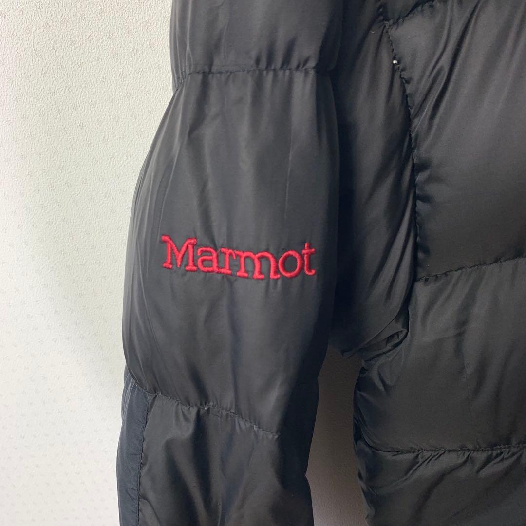 90s Marmot ダウンジャケット M パルバッド 肉厚 ブラック 刺繍ロゴ