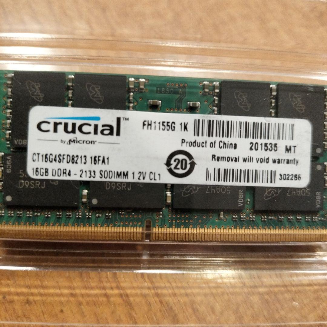 メモリー clucial 16GB DDR4-2133 SODIMM 1.2V CL1