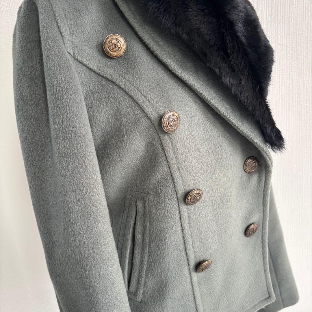00s archive ナポレオンジャケット ラビットファー襟 銀ボタン y2k