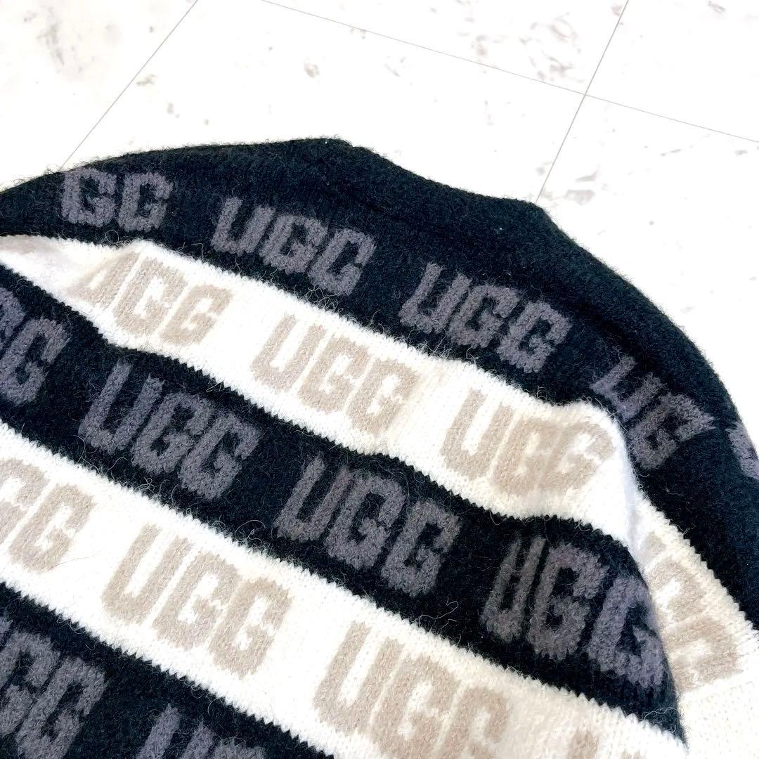 希少✨UGG アグ カーディガン グラフィック ロゴ ボーダー モノトーン