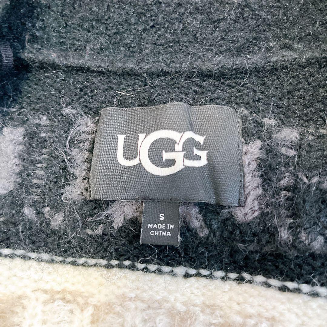 希少✨UGG アグ カーディガン グラフィック ロゴ ボーダー モノトーン