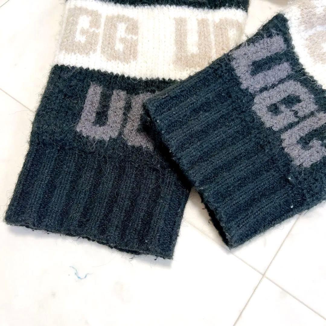 希少✨UGG アグ カーディガン グラフィック ロゴ ボーダー モノトーン