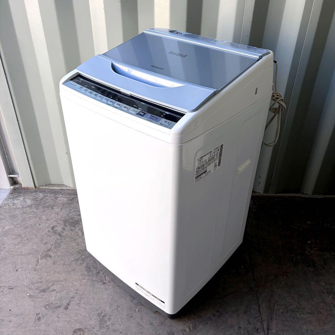 運搬取付無料！ブルー純正HITACHIパワフルスリム全自動洗濯機！完動超美品！
