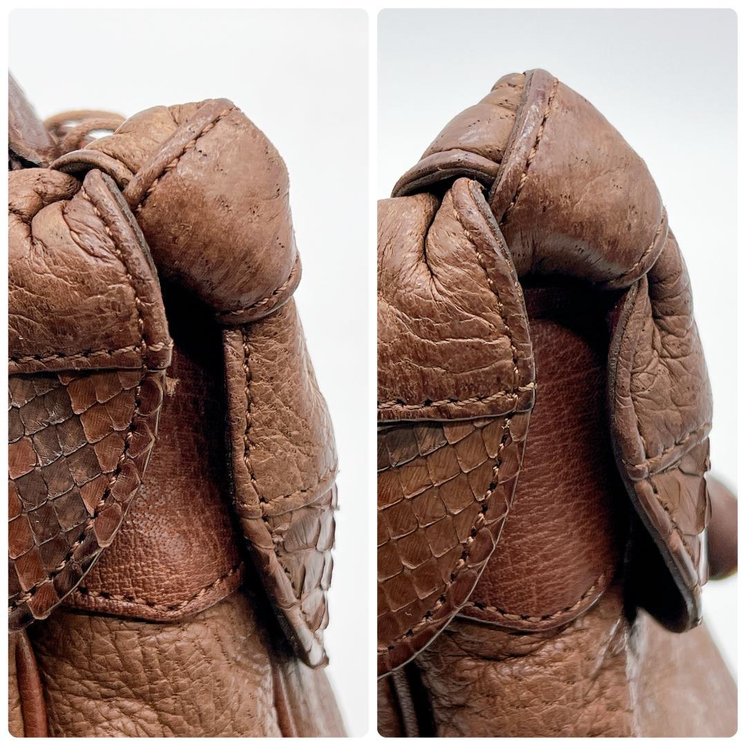 美品 IBIZA 切り替え ハンド ショルダーバッグ パイソン f538