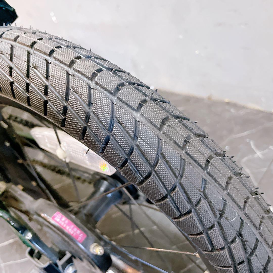 【918】バイク風子供車 Number グリーン 補助輪付き