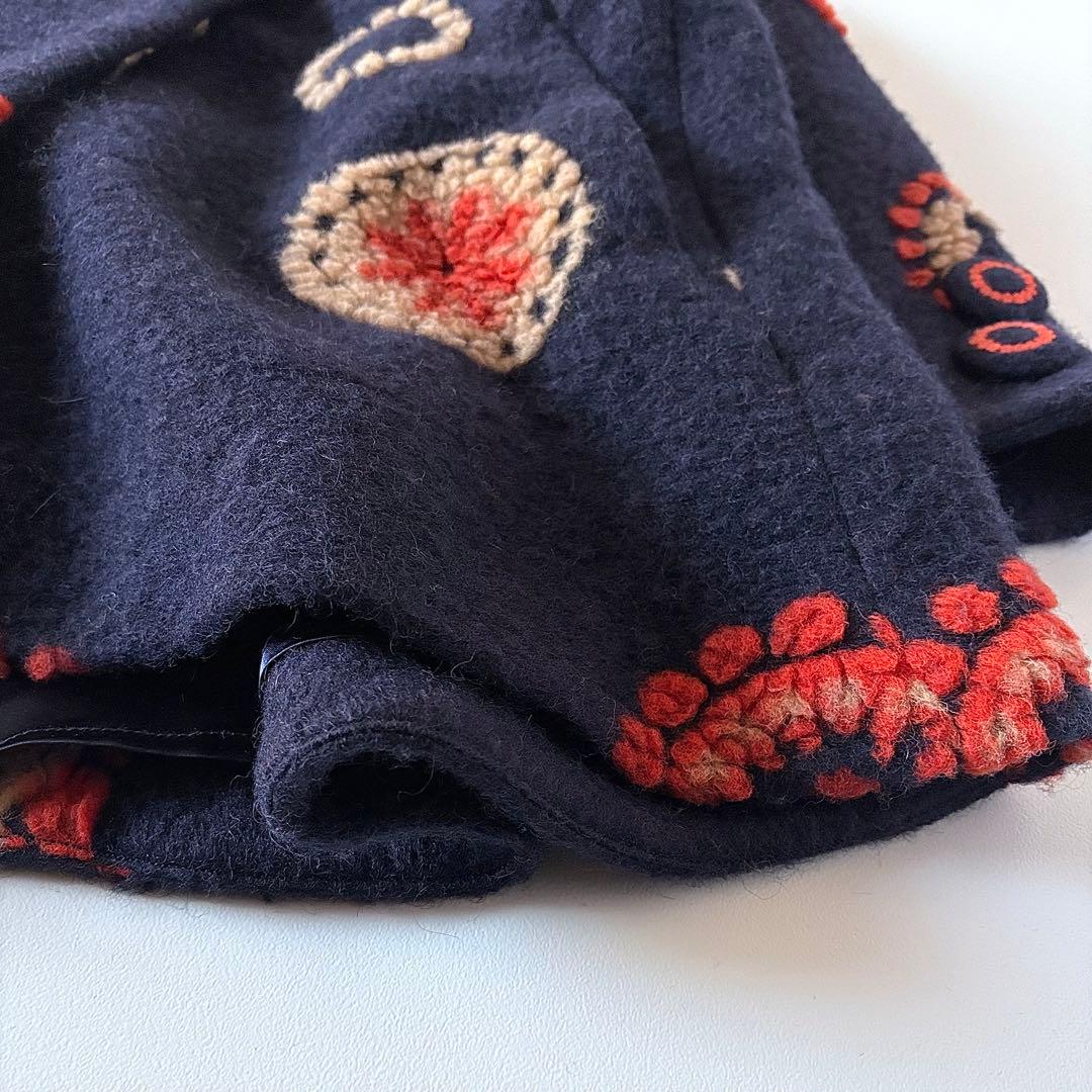 美品♡　定価4.8万円　アズノゥアズオオラカ　ウール　花柄　刺繍　コート