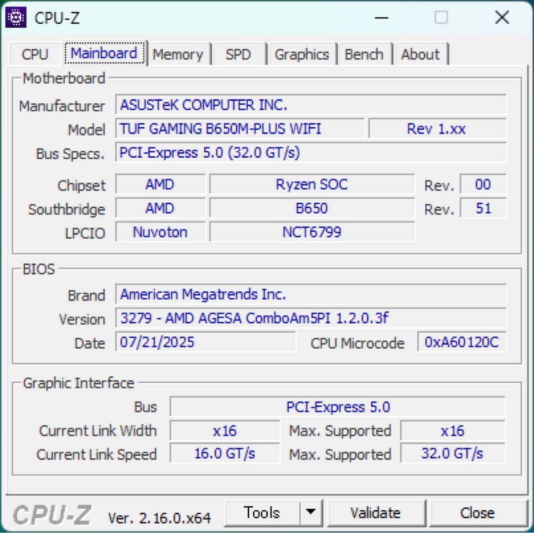 【MB】ASUS TUF B650M WIFI AM5【中古】