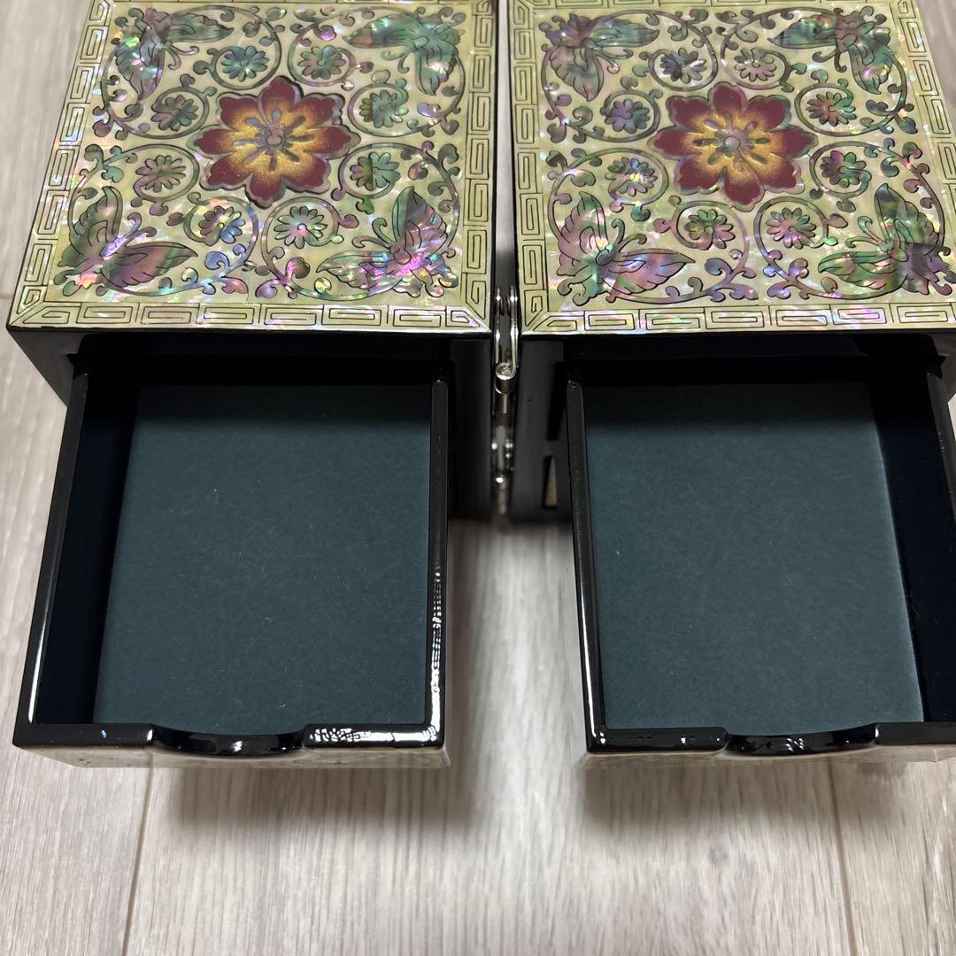 螺鈿細工 宝石箱　ジュエリーボックス 小物入れ　アクセサリーケース　ピンク系　蝶