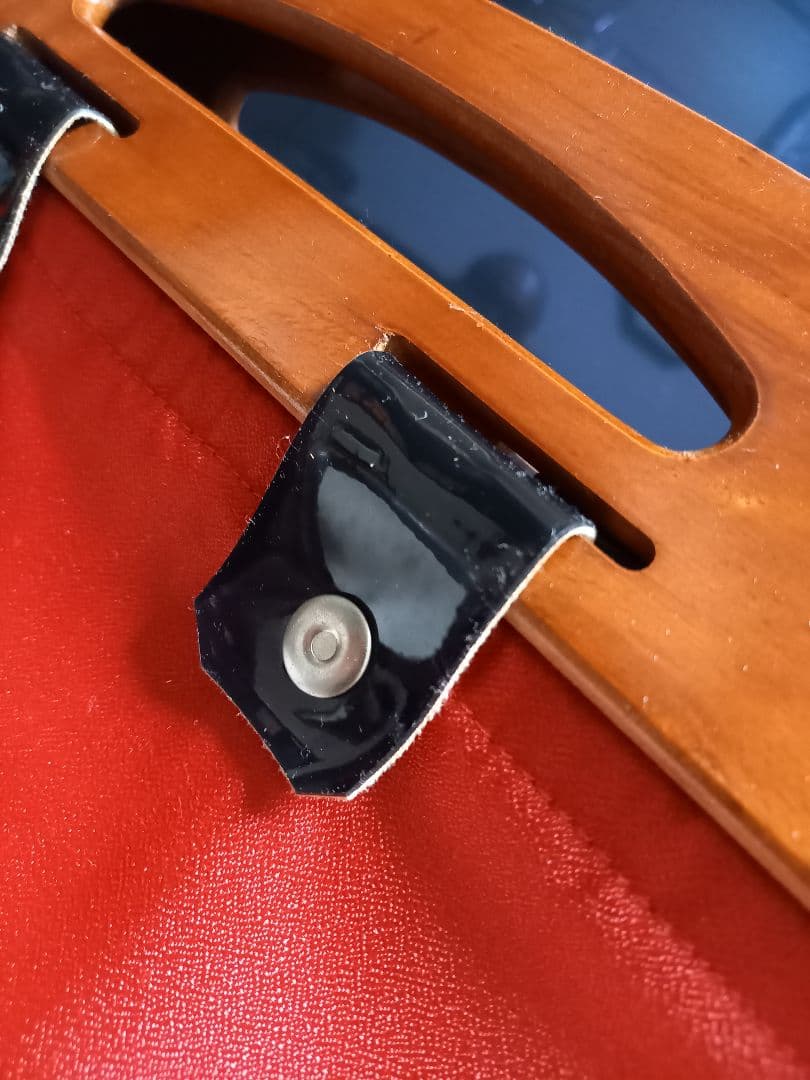 1970's　カリモク　ウッド　レッド　ファブリック　モダン　バスケット