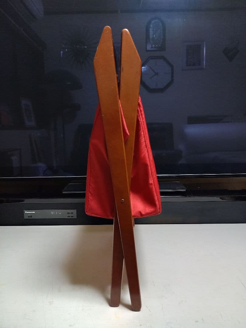 1970's　カリモク　ウッド　レッド　ファブリック　モダン　バスケット