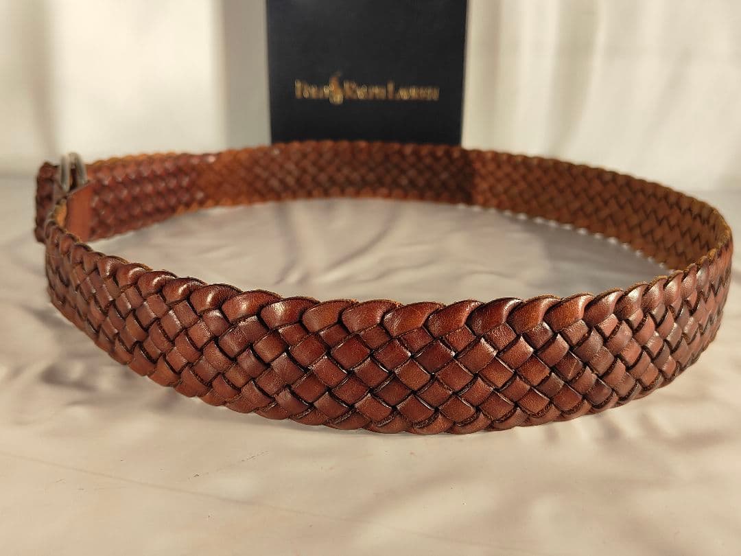 【ヴィンテージ】PRL ポロラルフローレン　高級ダブルリング編み込みドレスベルト