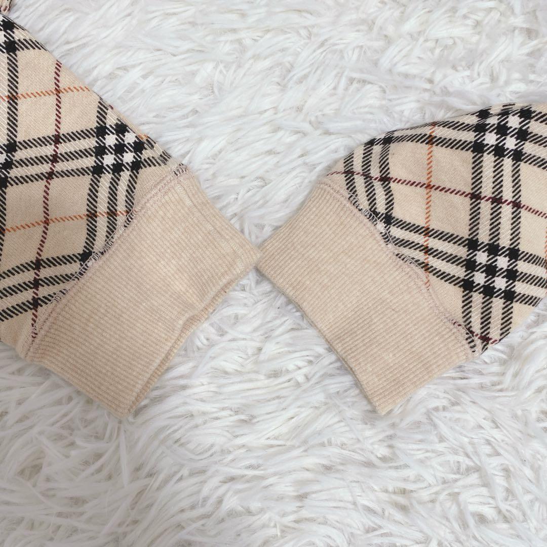 美品 バーバリーブルーレーベル ノバチェック柄 トレーナー トップス ベージュ