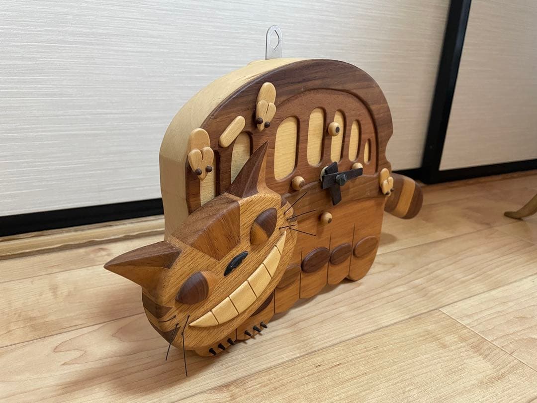となりのトトロ　ねこバス手作り　木製柱時計