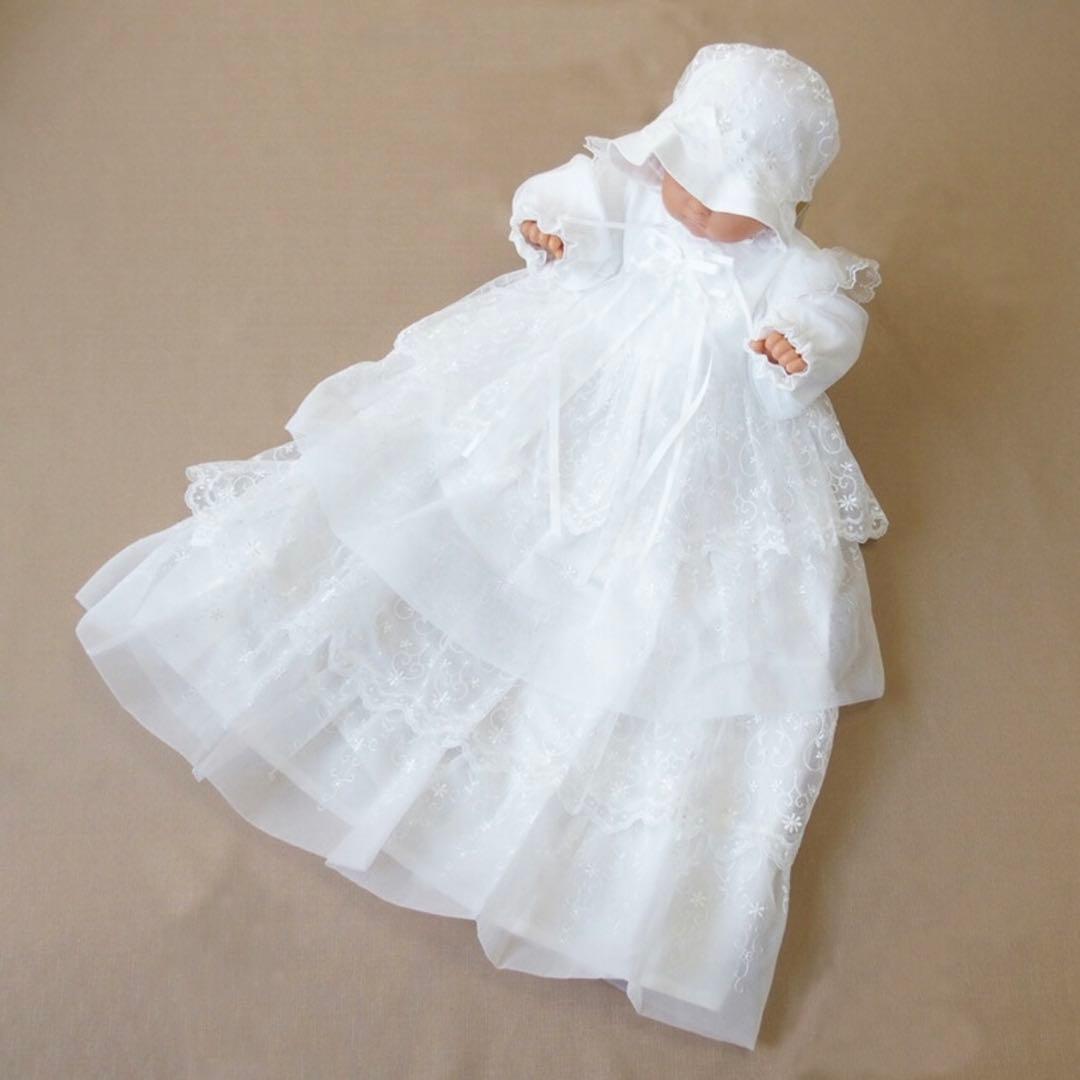 超ロングコート ベビー セレモニードレス　オーガンジー　ホワイト 美品 着画あり