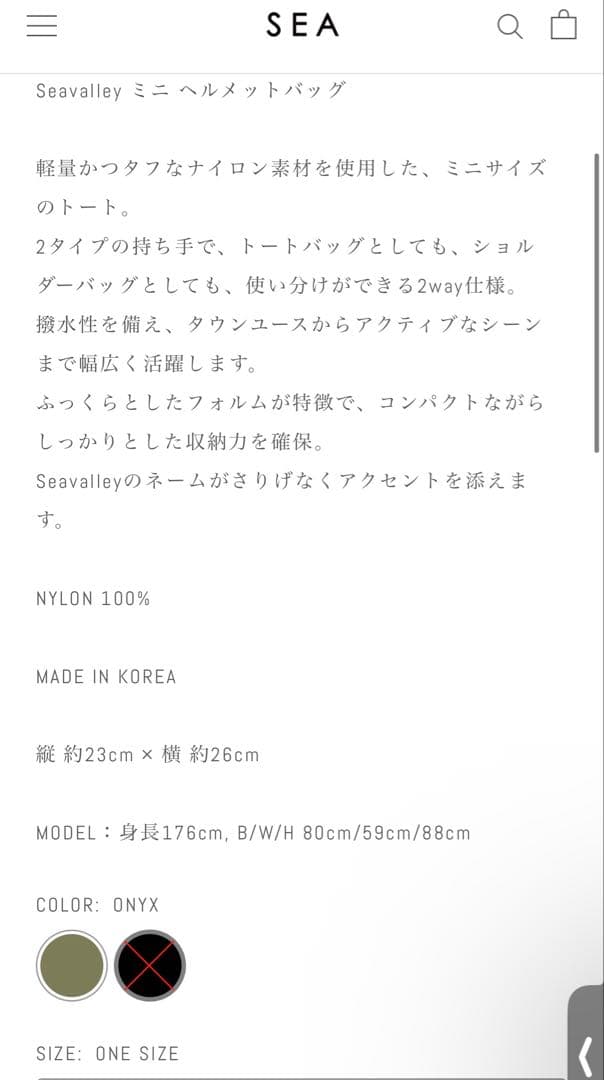 SEAVALLEY MINI HELMET BAG SEA JAPAN シー