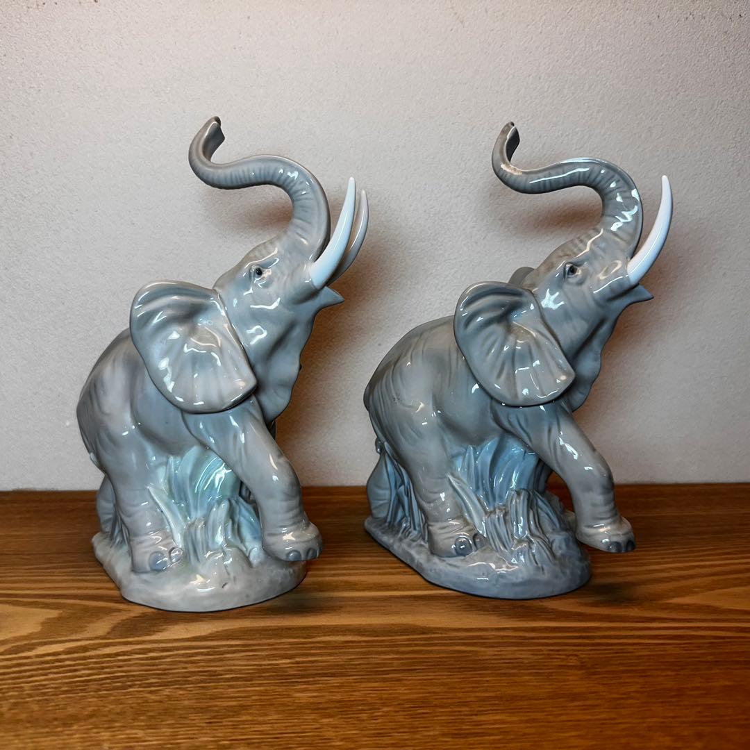 リヤドロ 像 Lladro Nao Elephant 像の置物 スペイン 雄叫び