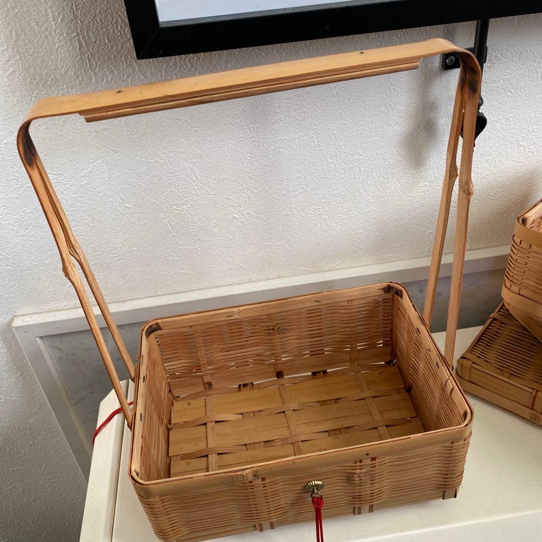 ❣️お値下げ❣️竹籠　　　三段お弁当籠　　大
