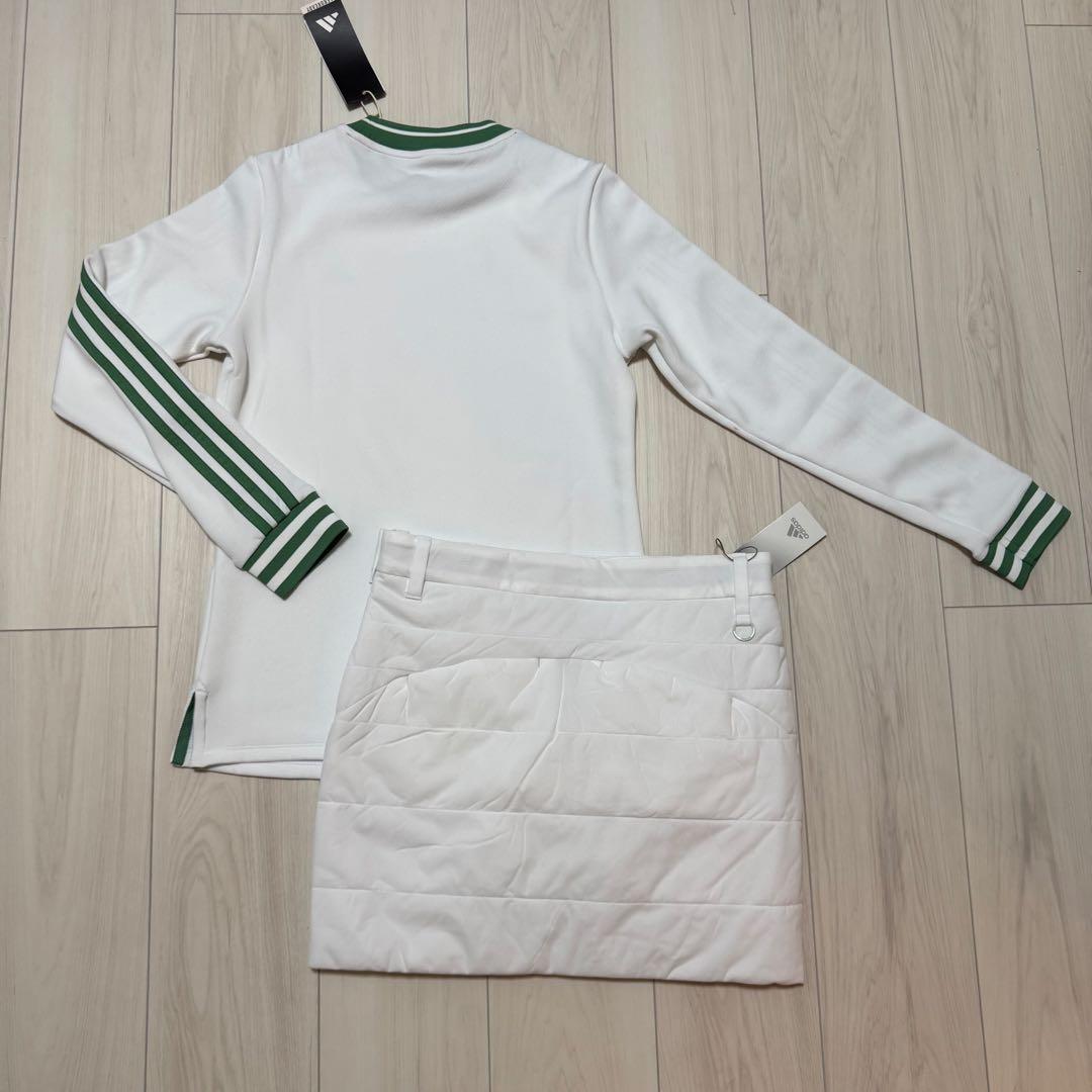 新品 アディダス セットアップ 中綿 スカート 秋冬 モックネック ホワイト