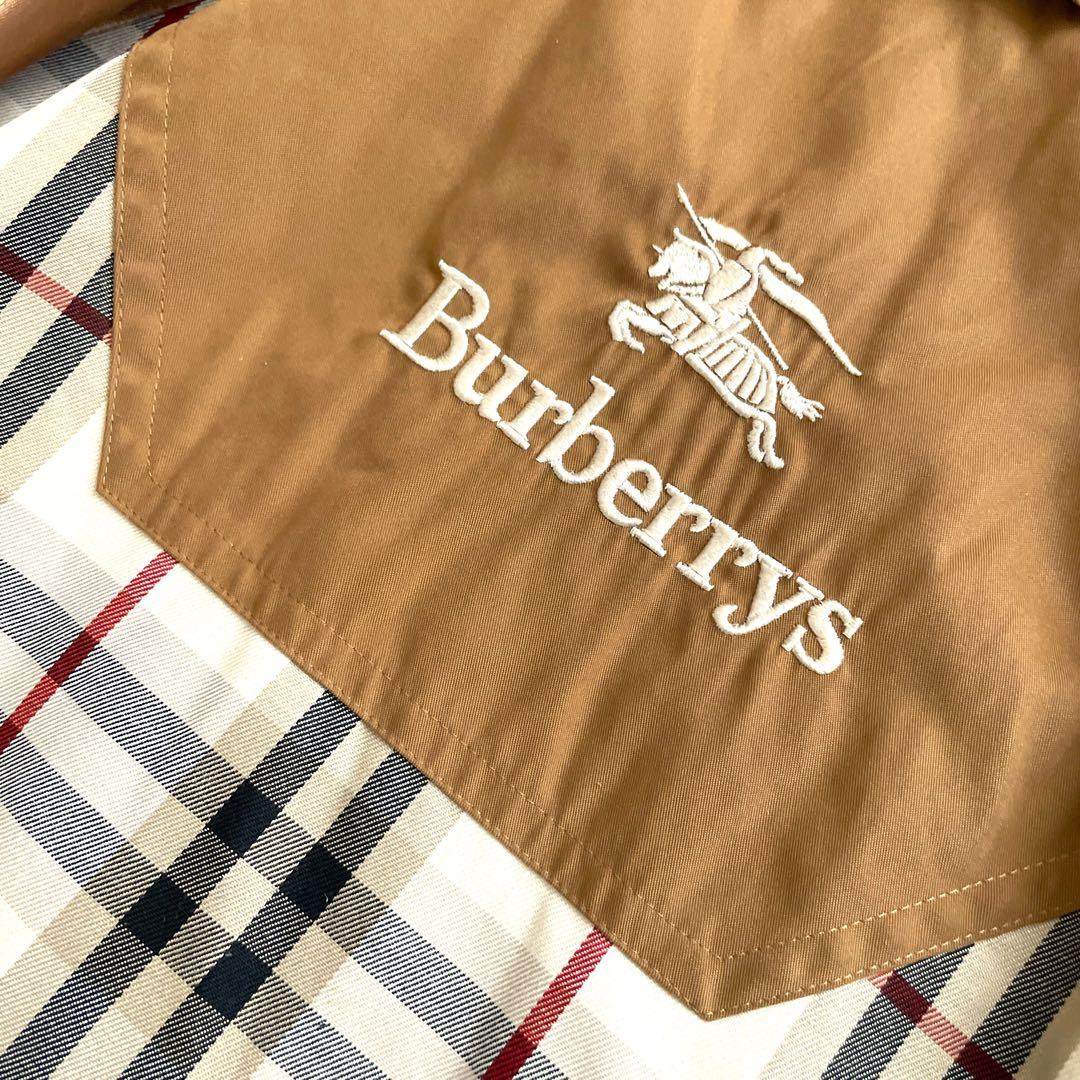 美品 90sヴィンテージ Burberry ロゴ総柄 中綿入り コート フード付