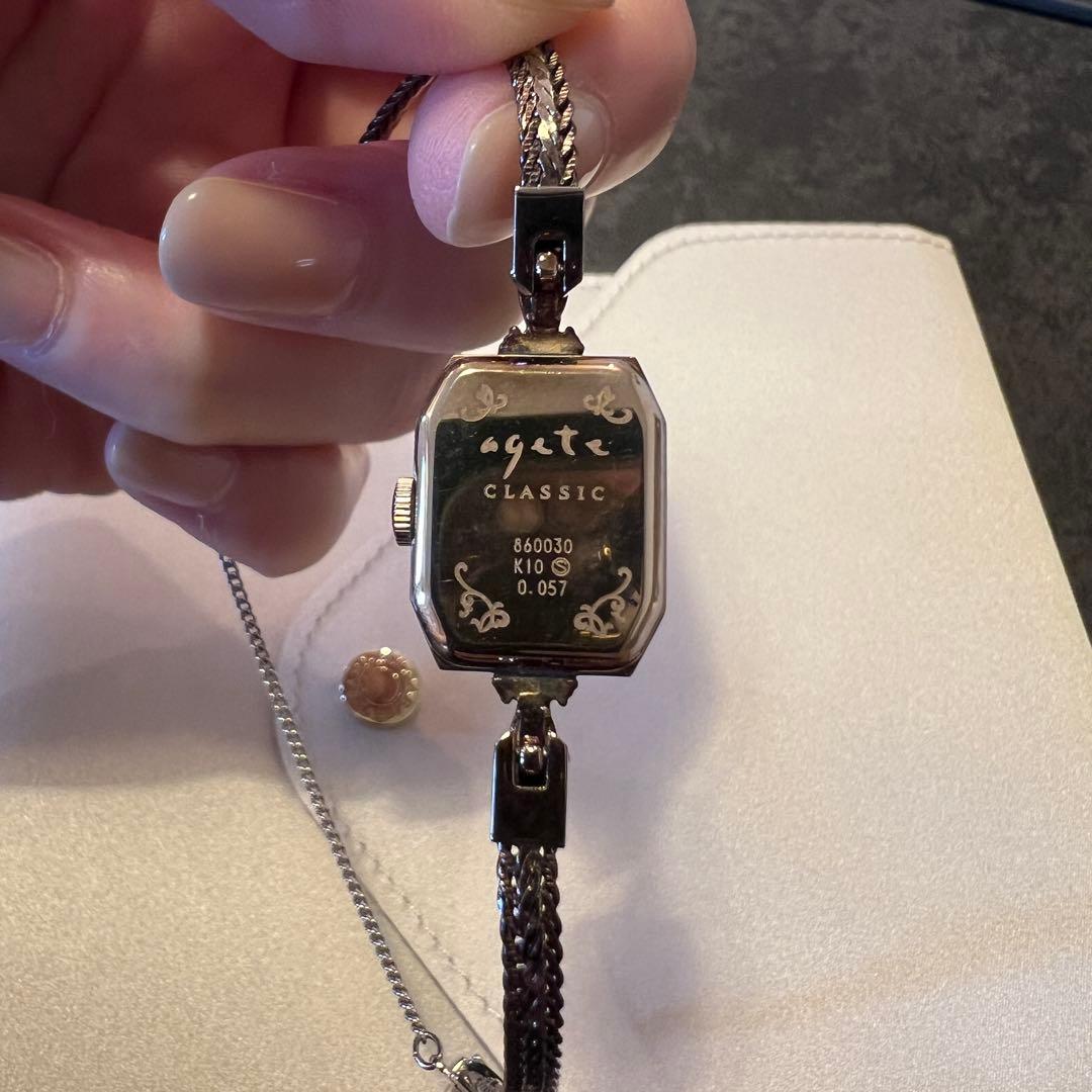 agete ゴールド スクエアフェイス ジュエリーウォッチ　アガットクラシック