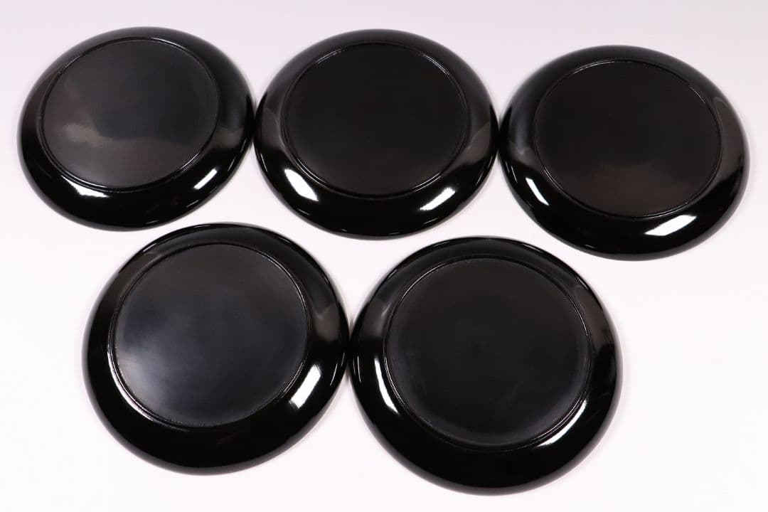 木製漆器 時代 竹図 闇蒔絵 黒塗銘々盆 十九客 15.8cm 木皿 MA17