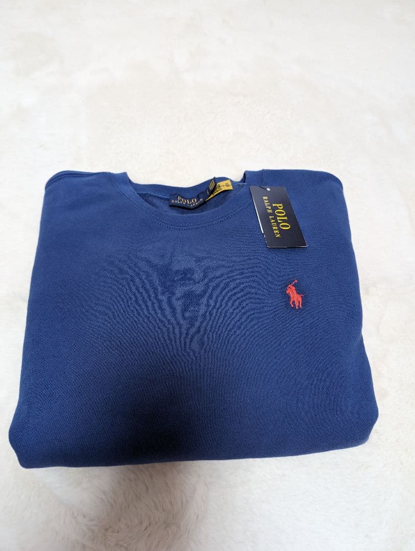 【未使用】ラルフローレン　ロゴ　刺繍　スエット　トレーナー　青　ビッグロゴ