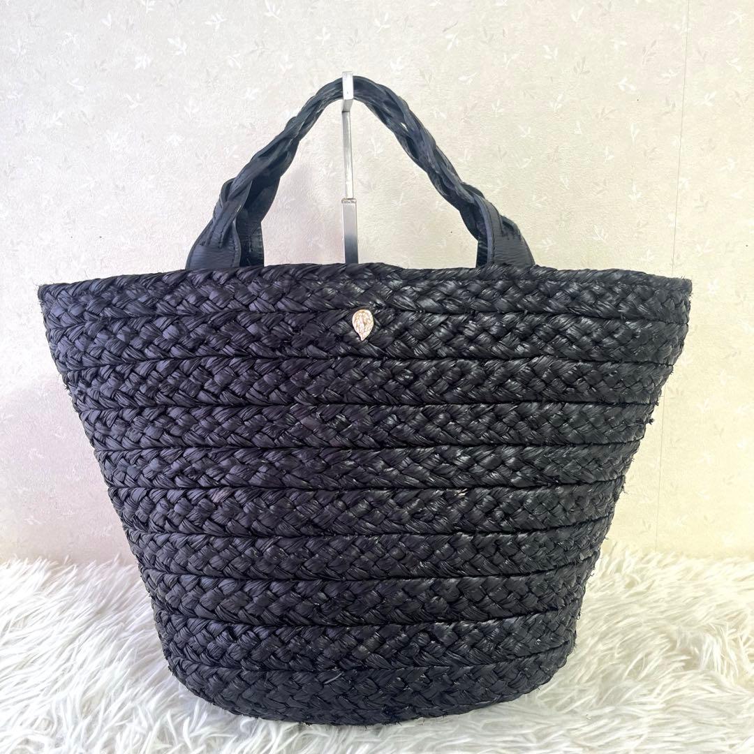 ヘレンカミンスキー　ラフィア　カゴバッグ　Marhianna 黒　トートバッグ