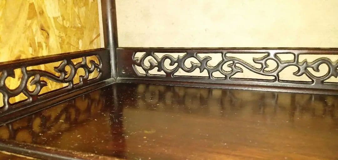 【昭和レトロ】 茶箪笥 飾り棚 和棚 飾り彫 古家具 アンティーク