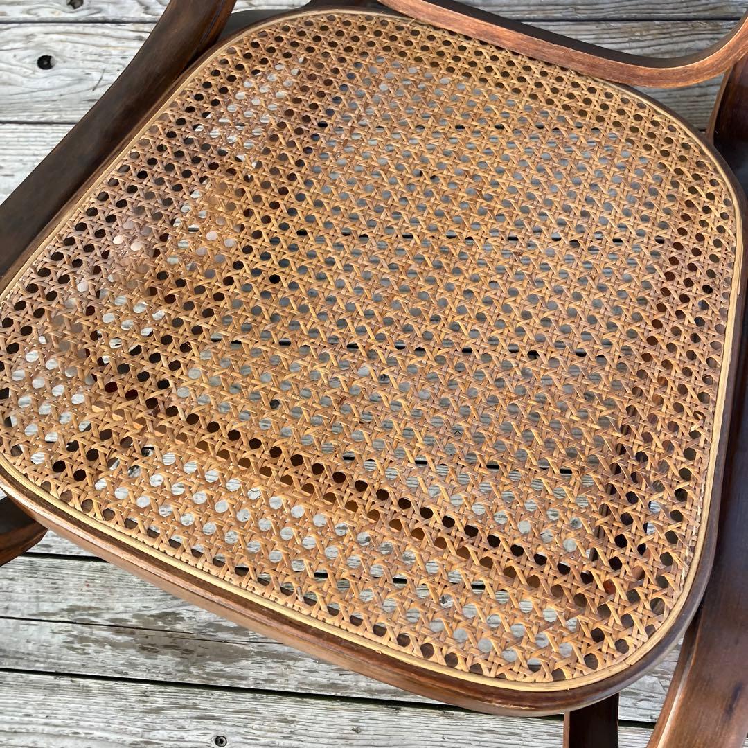 昭和レトロ 木製 ベントウッド ラタンロッキングチェア アームチェア 古家具