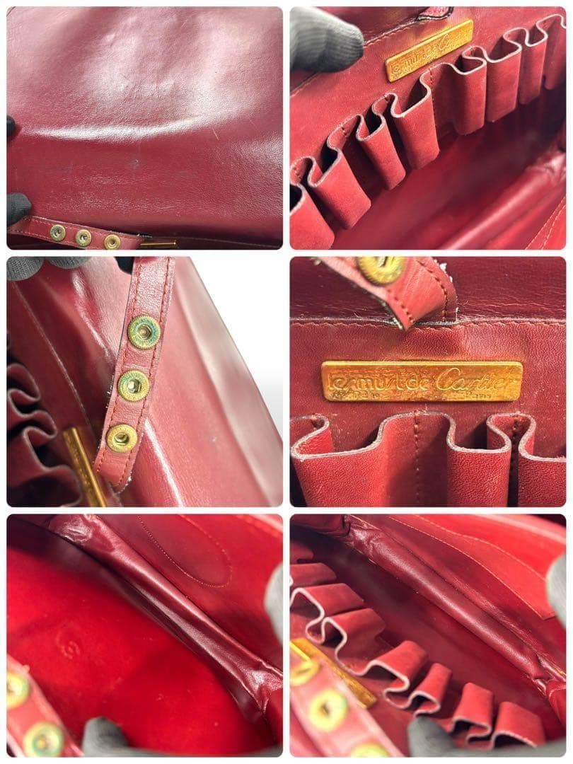 【ヴィンテージ】カルティエ　マストライン　ショルダーバッグ　ボルドー　レザー