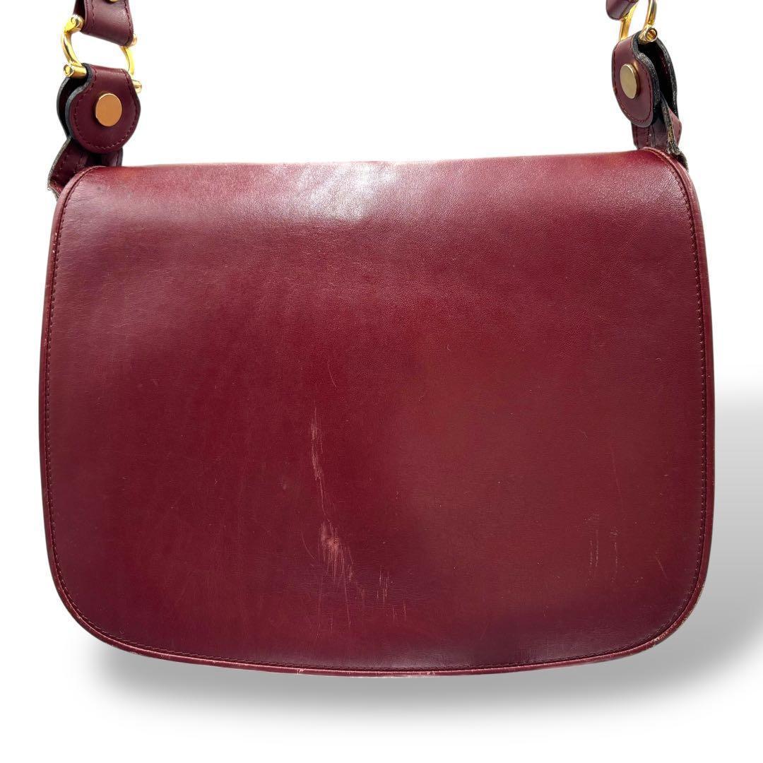 【ヴィンテージ】カルティエ　マストライン　ショルダーバッグ　ボルドー　レザー