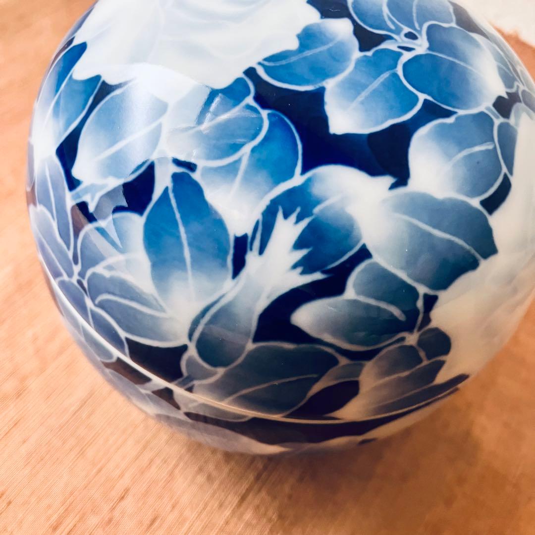 (共箱あり) 深川製磁　球体蓋物　古代バラ　古代薔薇　ボンボニエール