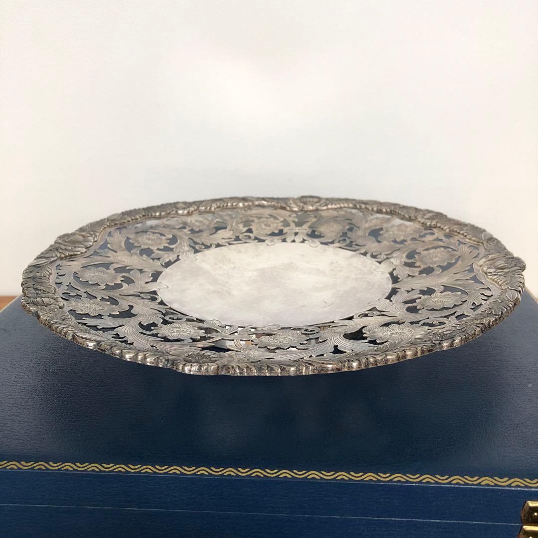 マッピン＆ウェッブ　純銀製　透かし＆カービング　コンポート　ディッシュ　シルバー