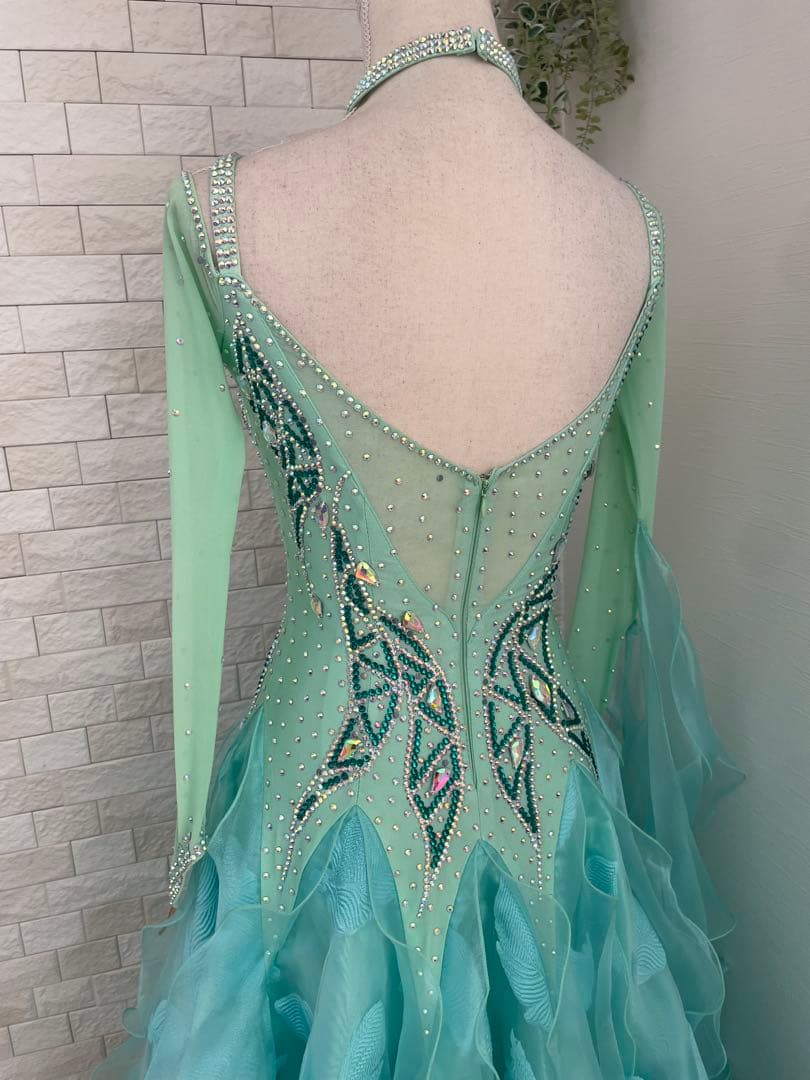 社交ダンス　スタンダードドレス⭐️ミントグリーンドレス