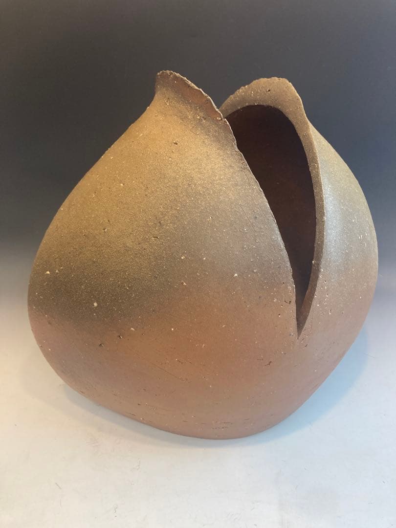 隠崎隆一 作 備前大花入 共箱 高さ 33cm 希少大作