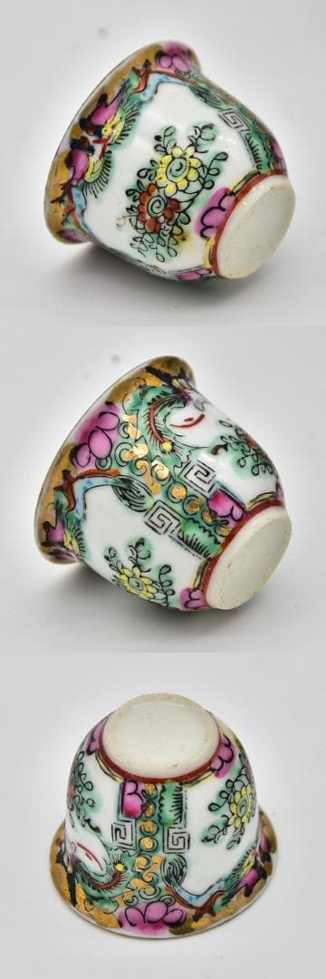 中国美術 乾隆年製 煎茶器揃 急須 煎茶盆 煎茶碗 12客 色絵粉彩花草桃図