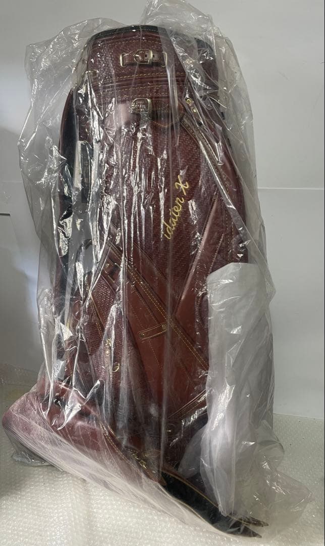 【美品】idatenX高級ゴルフキャディバッグ ブラウン系レザー調重厚デザイン