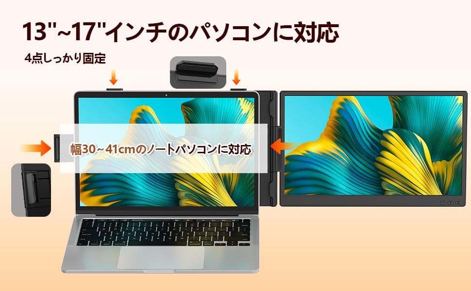 デュアルモニター 14インチ FHD 1080PノートPC13-17インチ対応
