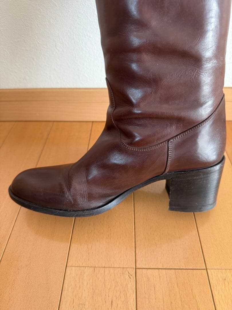 SARTORE サルトル ダークブラウン レザー ロングブーツ 38