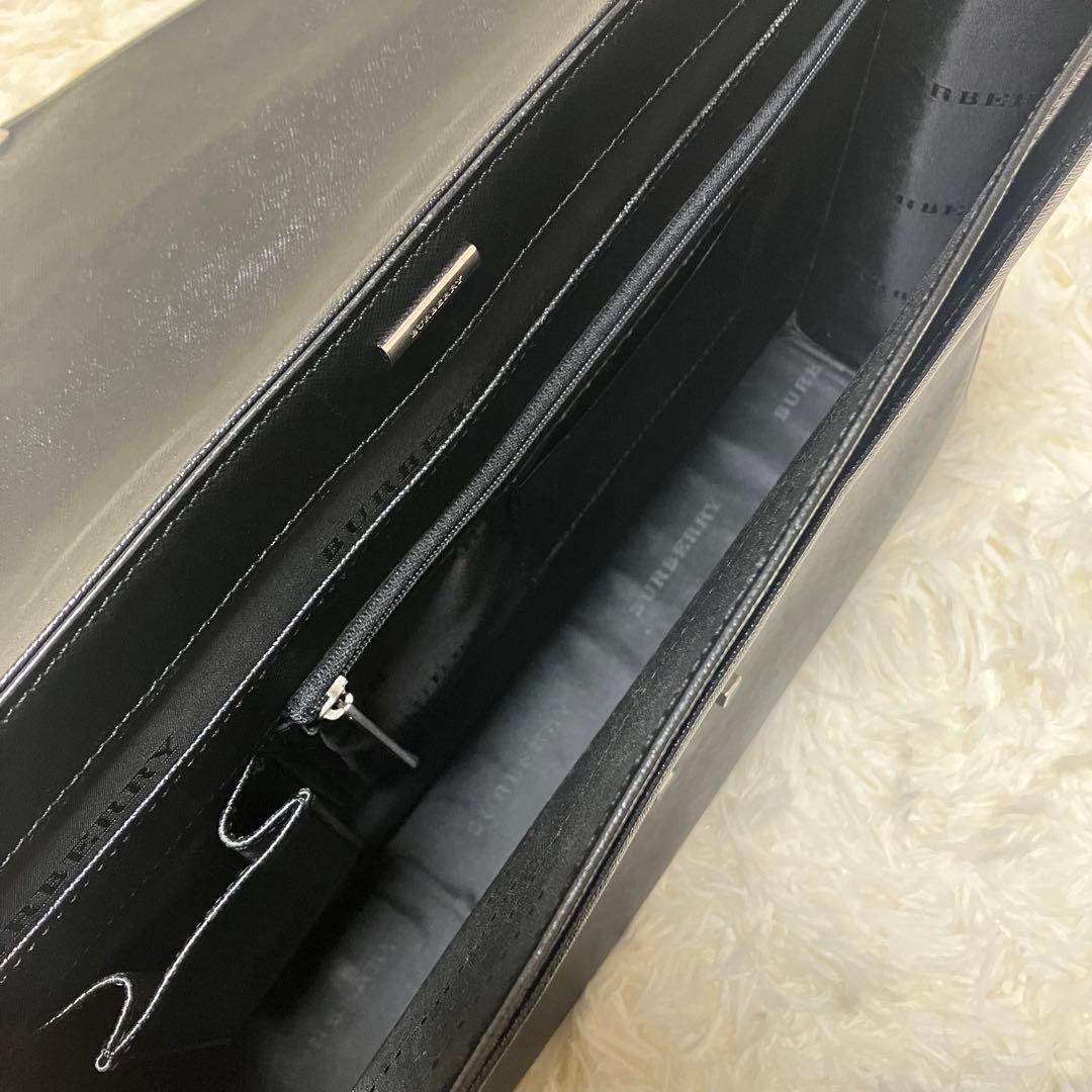 バーバリー ビジネスバッグ ブリーフケース サフィアーノレザー 鍵付き A4 黒