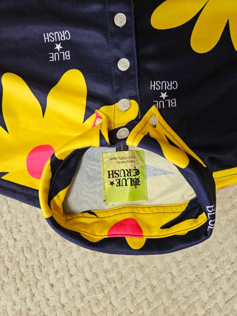 BLUE CRUSH 花柄ポロシャツ ネイビー/イエロー　２点セット