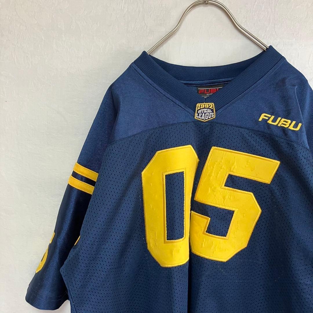 FUBU ゲームシャツ 05 刺繍 1992 オフィシャルリーグ ネイビーXL