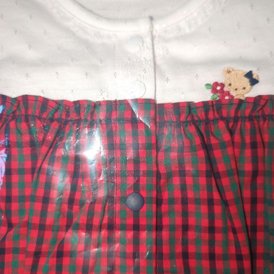 familiar 赤 チェック柄カバーオール 60cm ★ロンパース　春夏〜秋