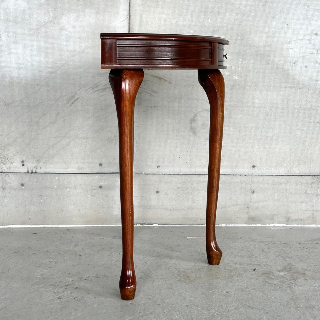 ✦90年代✦ 日本製 コンソールテーブル 猫脚 半円 引き出し付 昭和レトロ