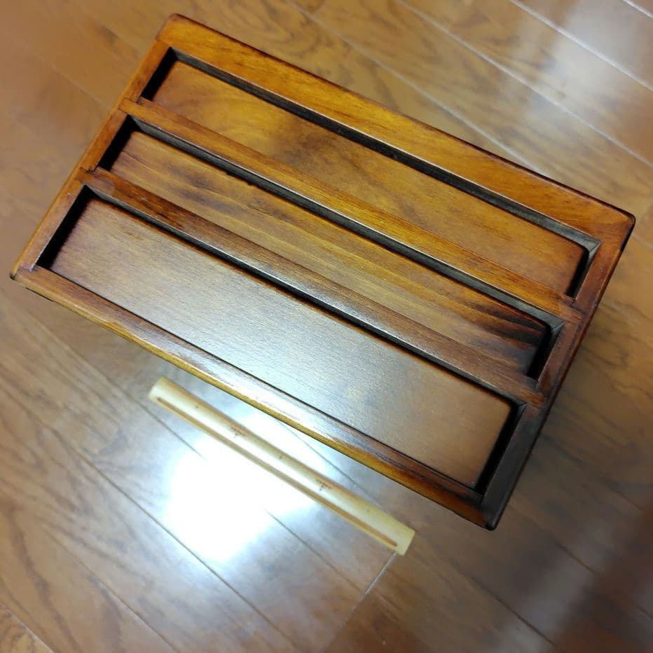 豊岡クラフト A4ドロワーズ3 (美品/レッド加工) 素敵な書類収納、机上整理棚