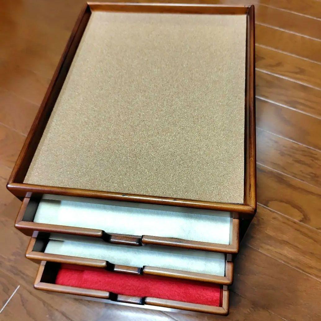 豊岡クラフト A4ドロワーズ3 (美品/レッド加工) 素敵な書類収納、机上整理棚